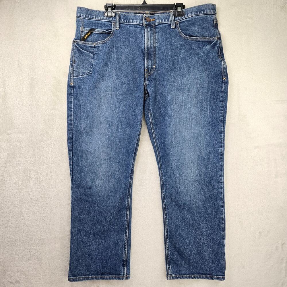 Ariat Rebar M4 Jeans Mens 40x32 (Fits 41x29) Blue Relaxed Boot Cut LoopLock